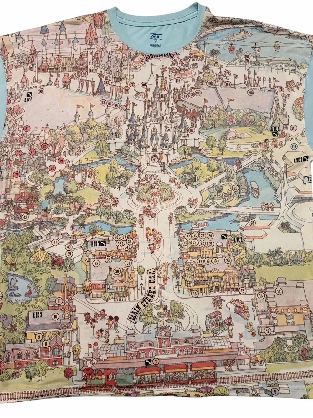 Walt Disney World Vault Collection 50th anniversary park Map Shirt Blue large - Picture 5 of 7